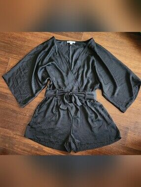 Dress Day Black Wide Sleeve Romper Size Large